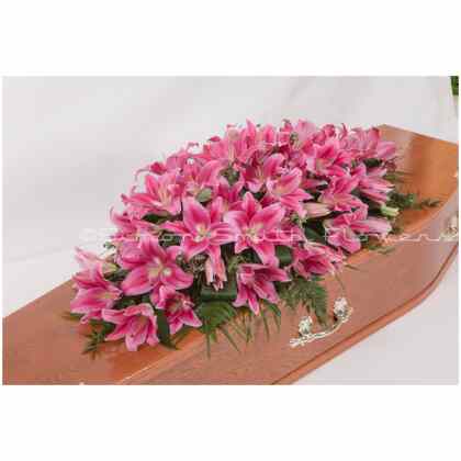 Pink\White Lily Coffin Spray