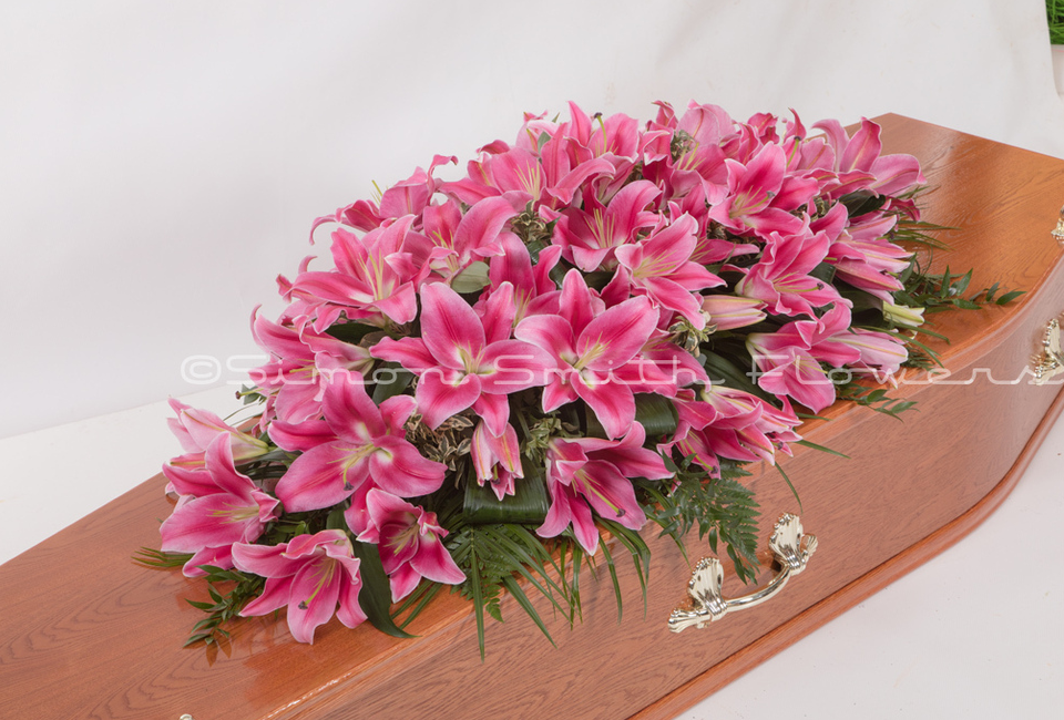 Pink\White Lily Coffin Spray